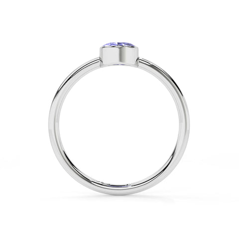 tanzanite oval cut stackable bezel-set ring