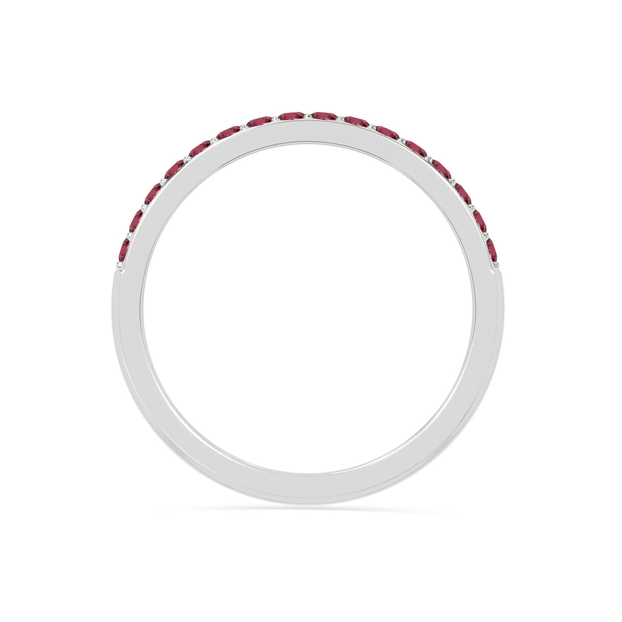 natural ruby half eternity band rings in sterling silver 