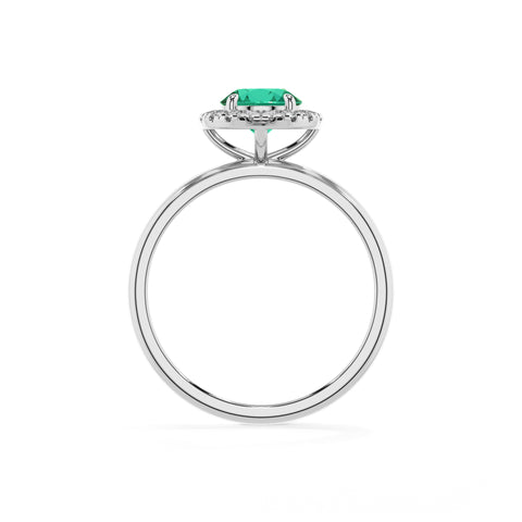 lab-grown emerald round halo solitaire engagement ring