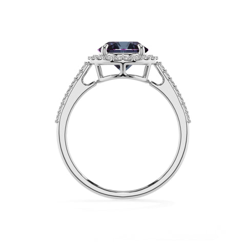 lab grown alexandrite round half eterity halo solitaire engagement ring