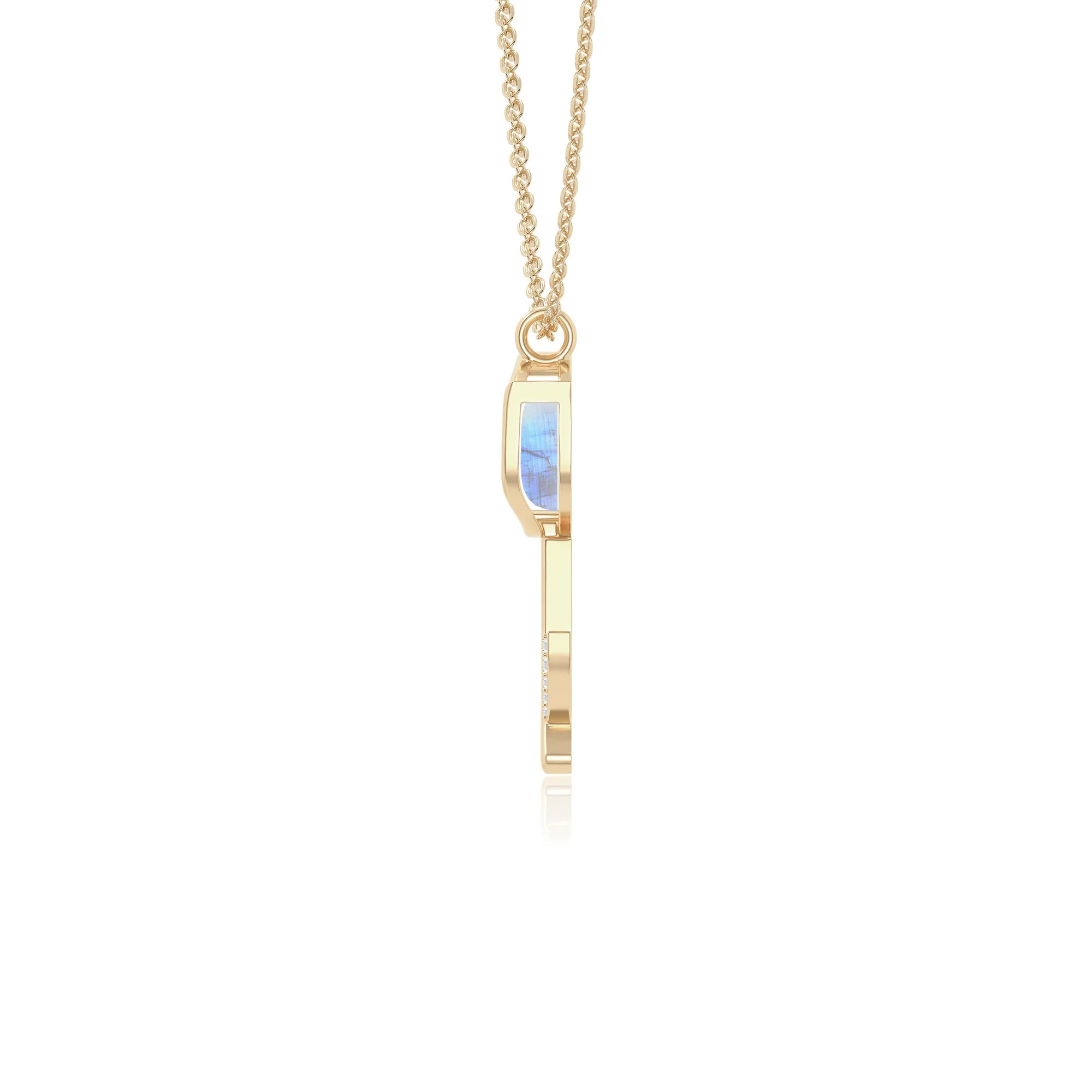 rainbow moonstone tulip necklaces in yellow gold vermeil 