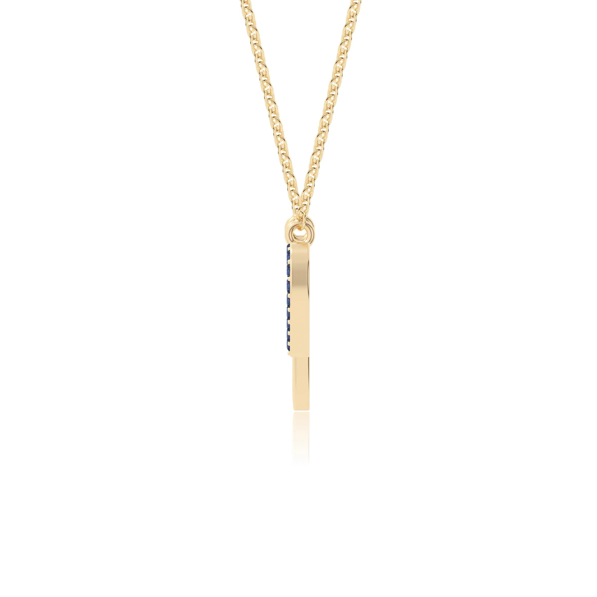 natural blue-sapphire heartbeat necklaces in yellow gold vermeil 