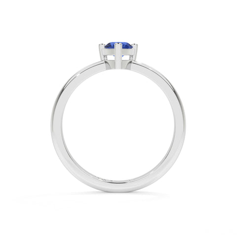 blue sapphire pear cut solitaire prong-set ring