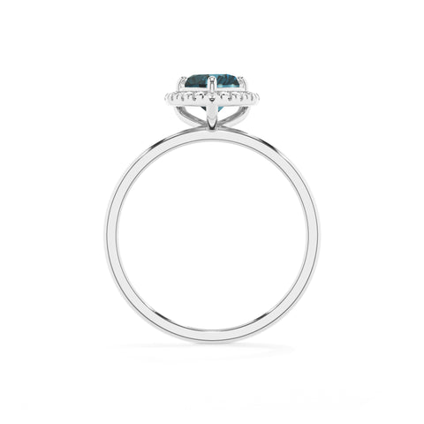 natural london blue topaz heart halo solitaire engagement ring