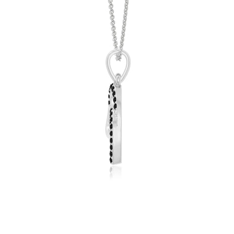 natural black-onyx heart in heart necklaces in sterling silver 