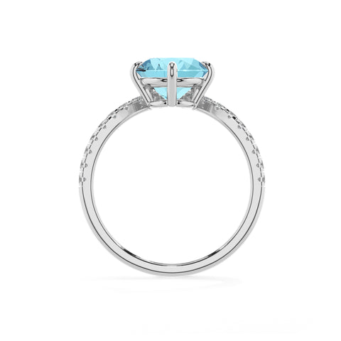 lab grown aquamarine round solitaire engagement ring