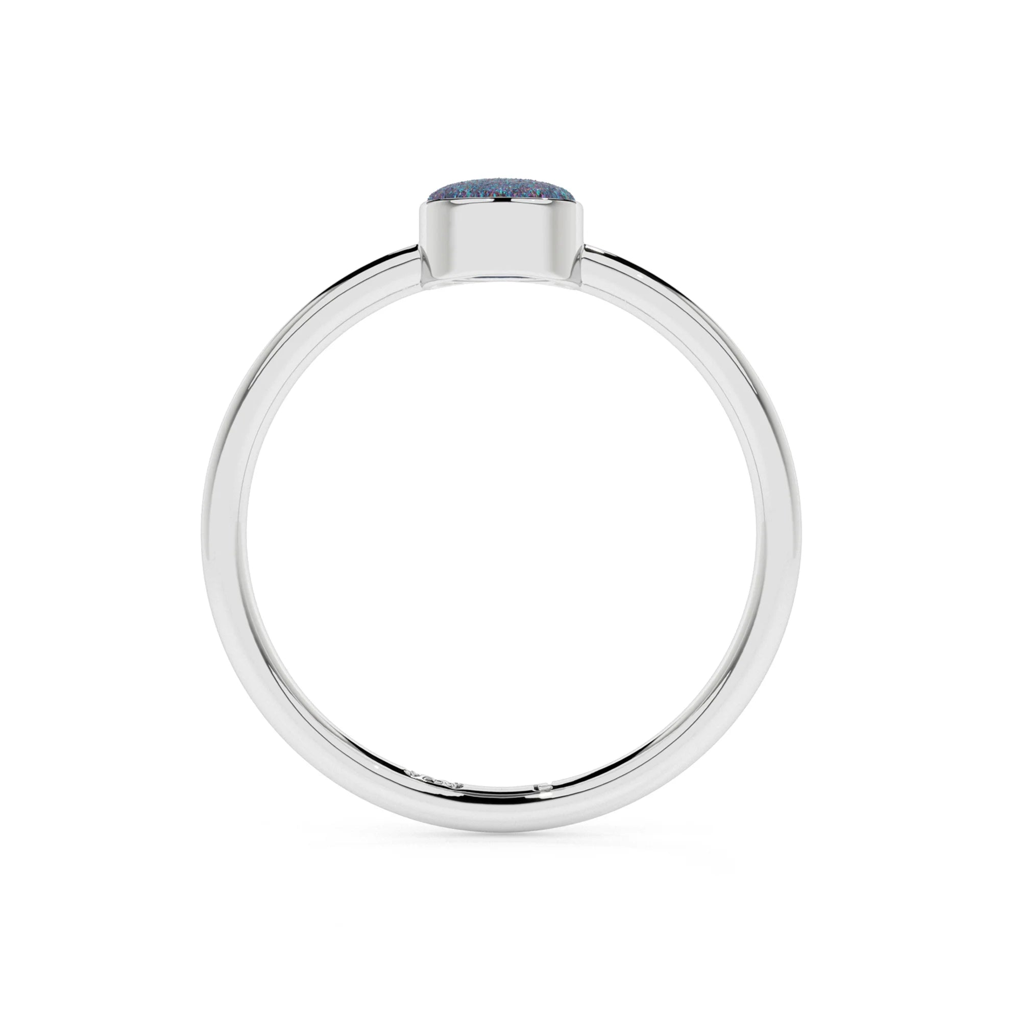 turquoise round cab stackable bezel-set ring