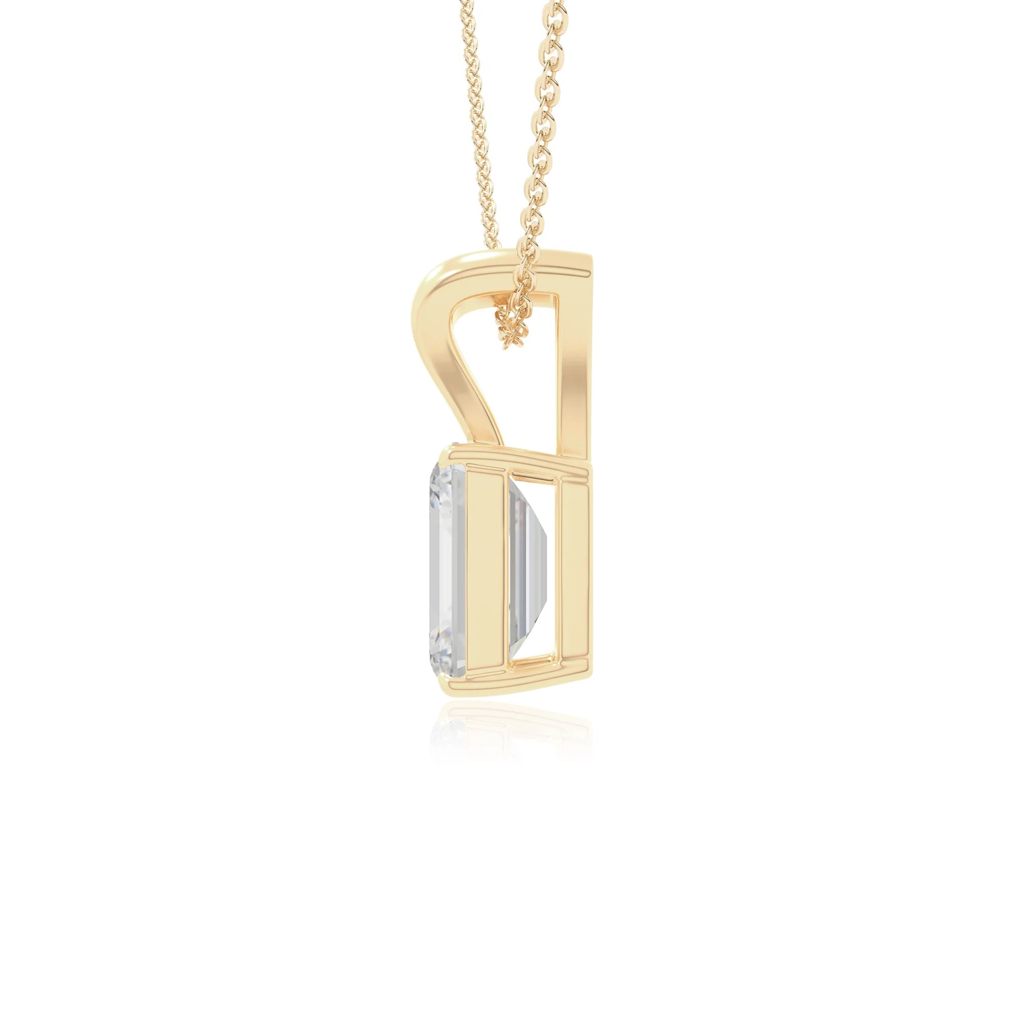 moissanite v-bale solitaire necklaces in yellow gold vermeil 