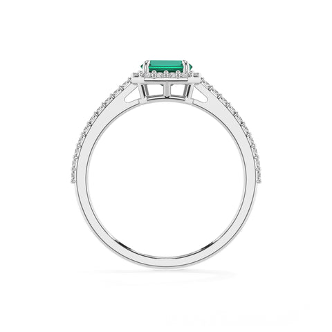 lab-grown emerald emerald half eterity halo solitaire engagement ring