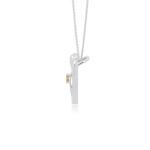natural citrine floral heart necklaces in sterling silver 