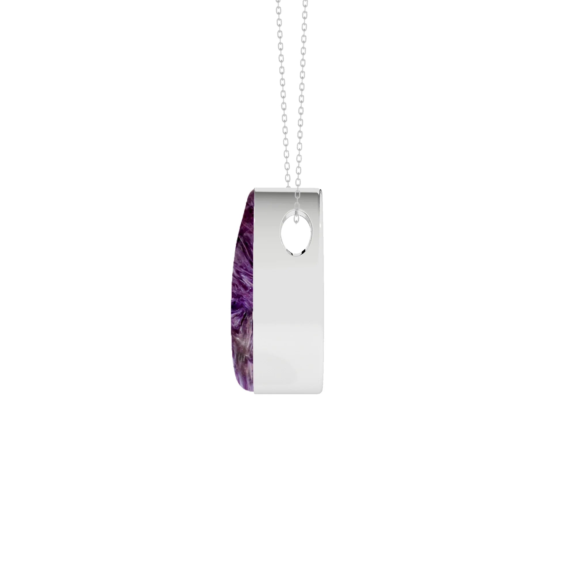 natural charoite pear shape pendant necklace