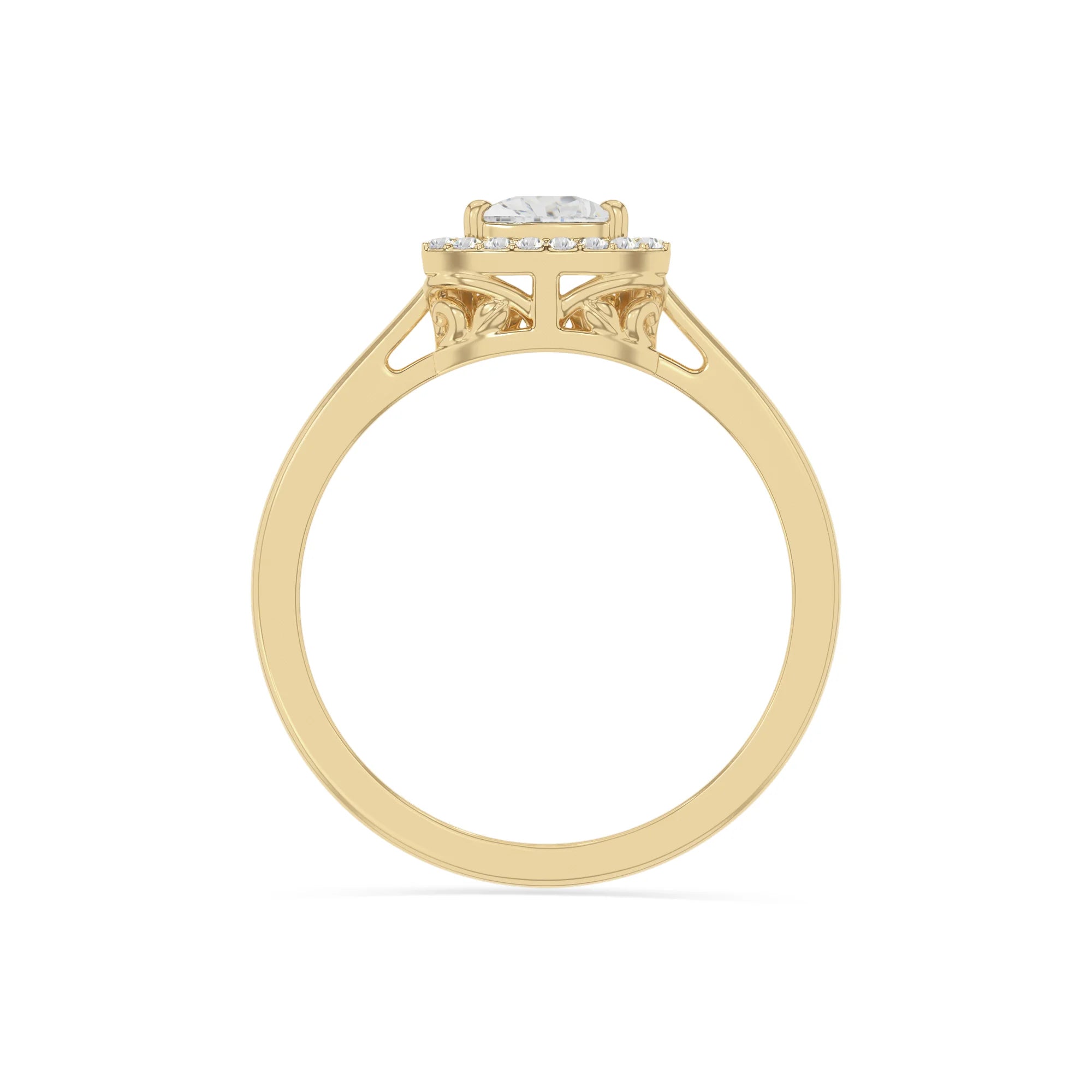 natural moissanite solitaire halo engagement rings in yellow gold vermeil