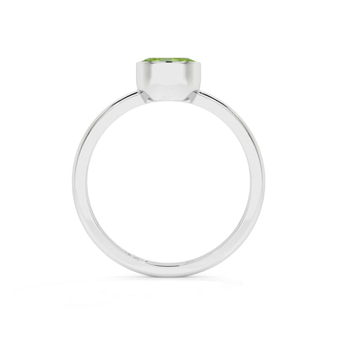 peridot oval cut stackable bezel-set ring