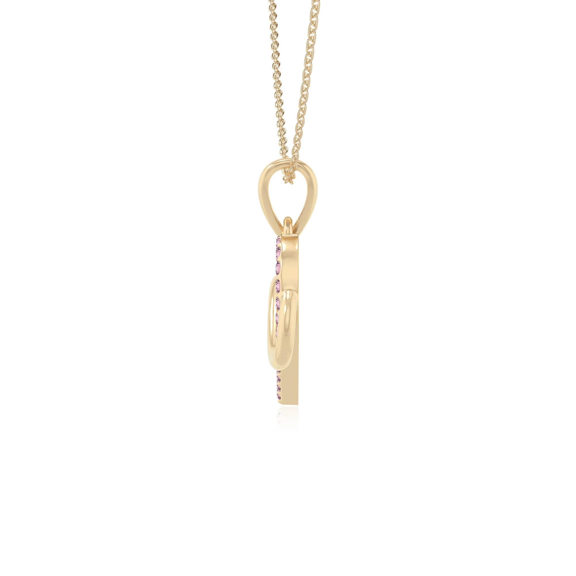 natural pink-tourmaline infinity heart necklaces in yellow gold vermeil 