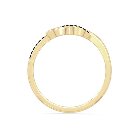 natural black onyx infinity knot promise rings in yellow gold vermeil