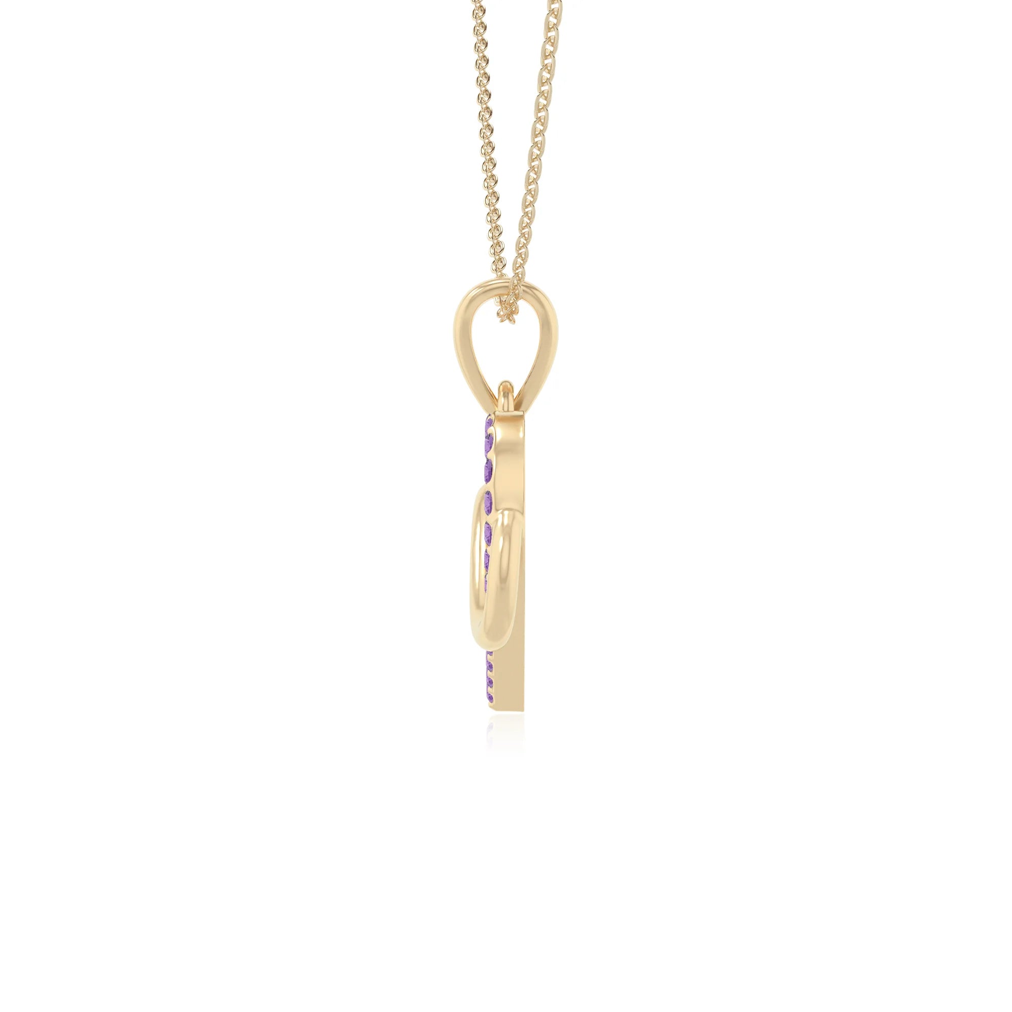 natural amethyst infinity heart necklaces in yellow gold vermeil 