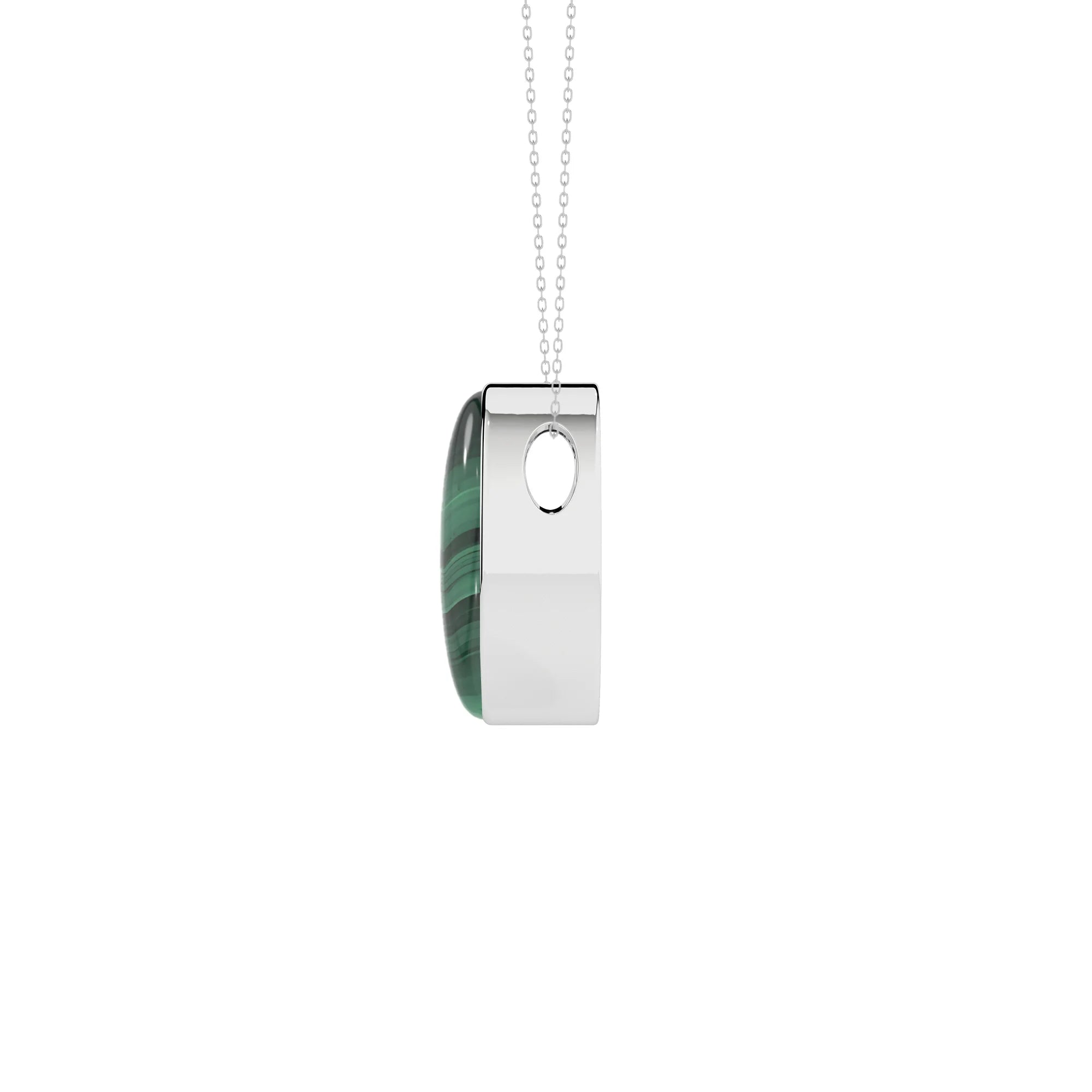 natural malachite oval shape pendant necklace