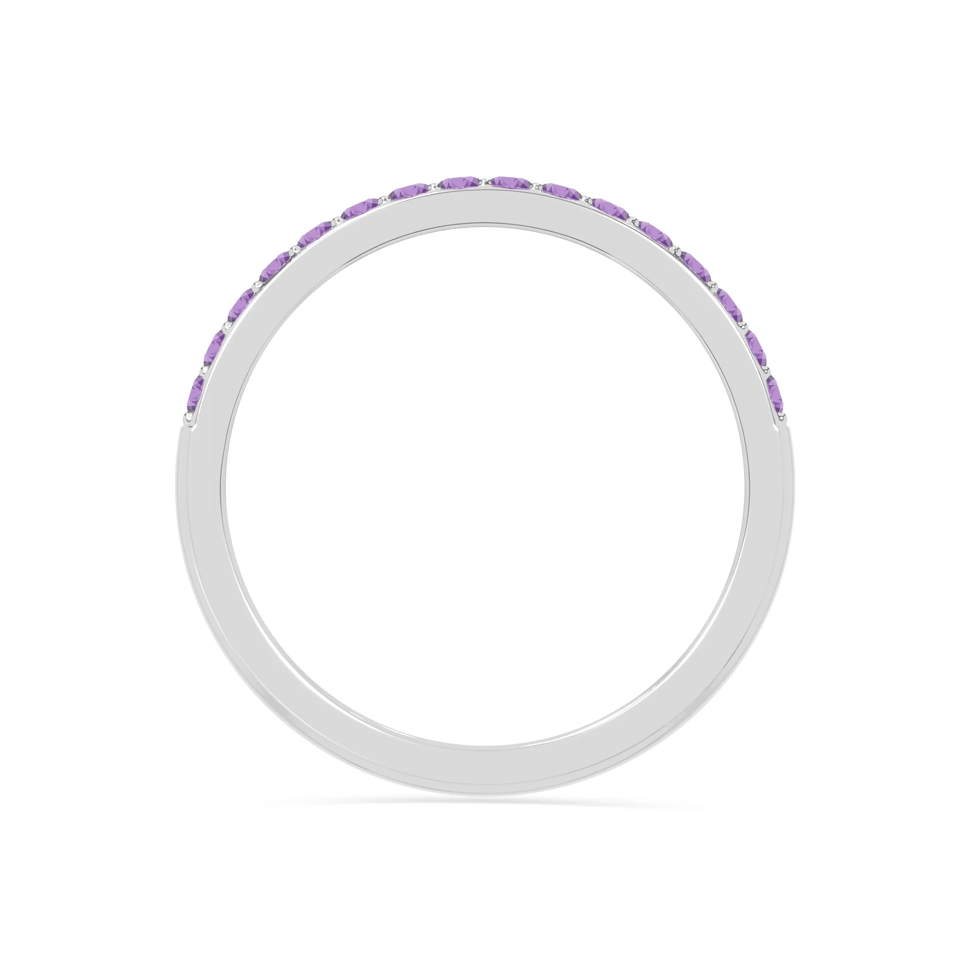 natural amethyst half eternity band rings in sterling silver 