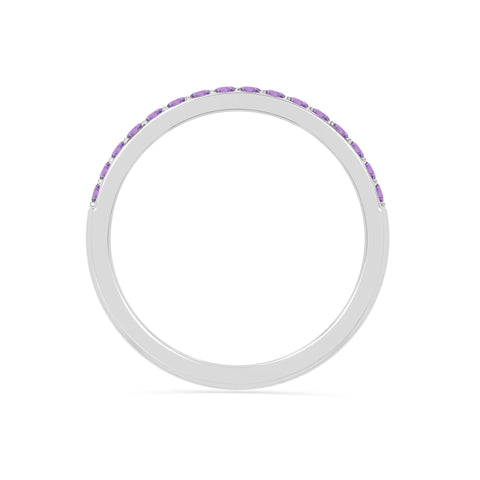 natural amethyst half eternity band rings in sterling silver 