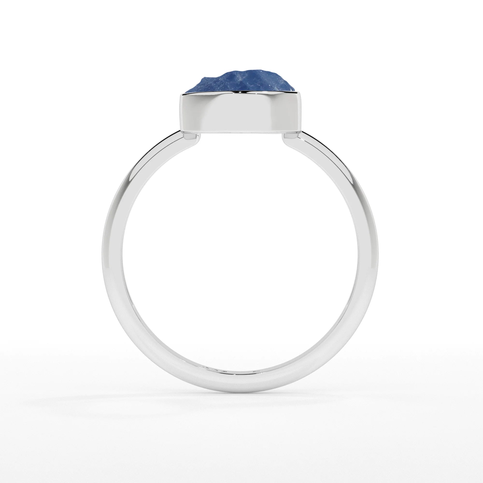 blue-sapphire rough shape stackable bezel-set ring