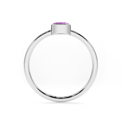 amethyst round cut stackable bezel-set ring