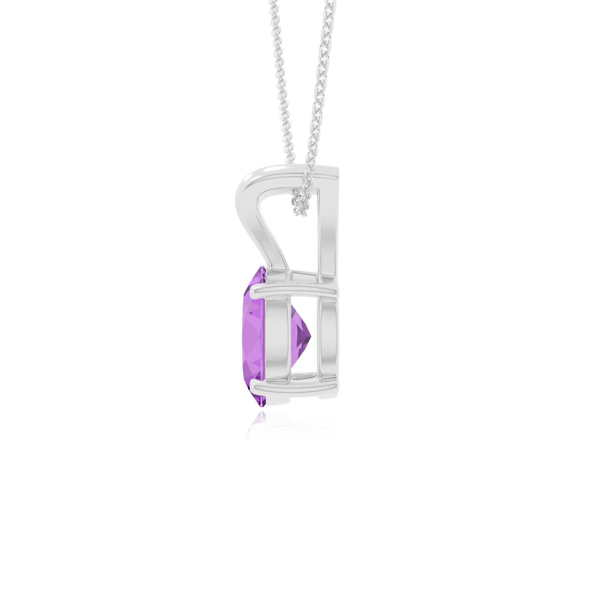 natural amethyst v-bale solitaire necklaces in sterling silver 