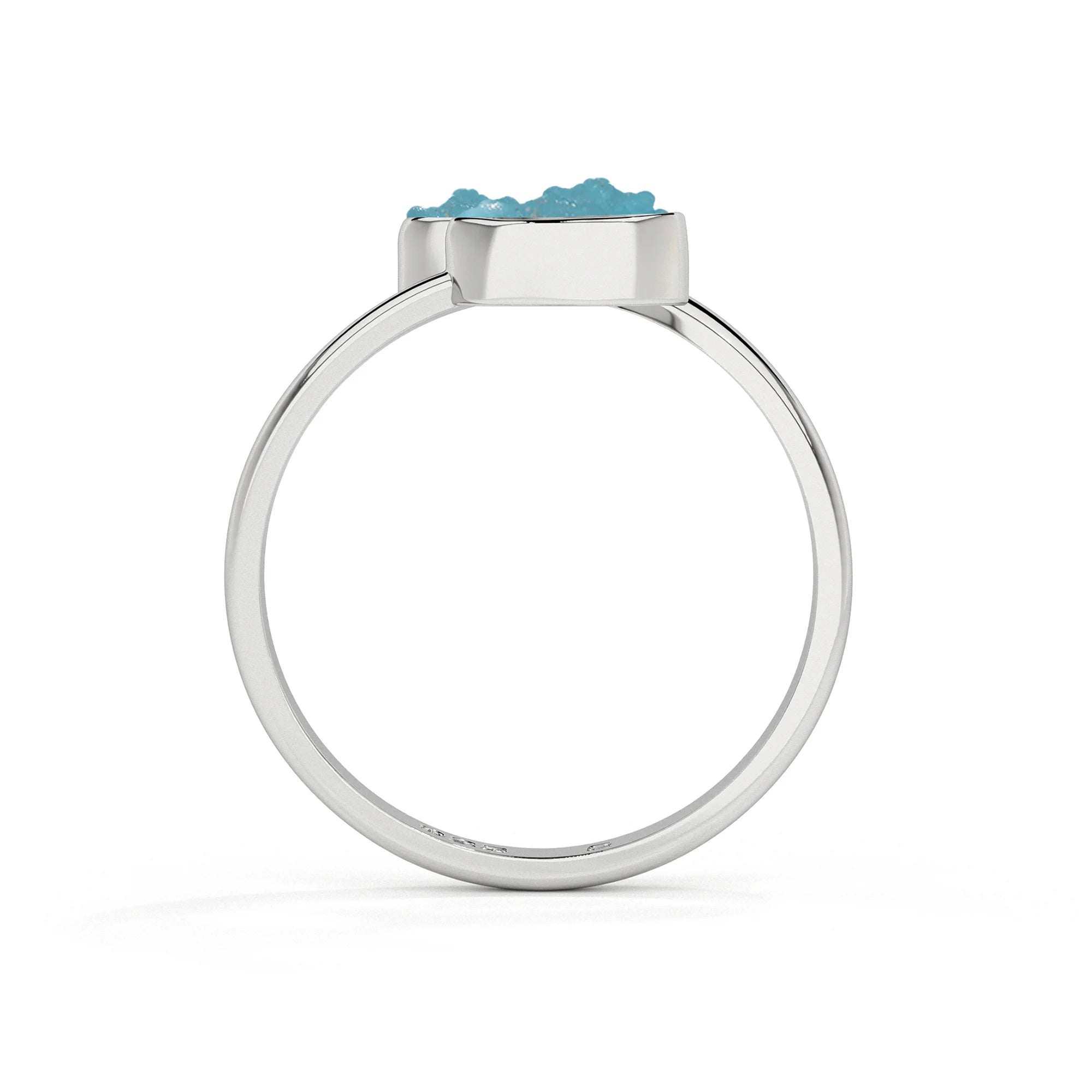 paraiba-apatite rough shape stackable bezel-set ring