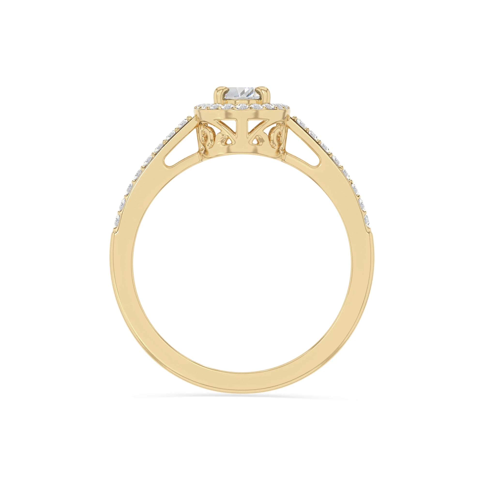 natural moissanite solitaire halo engagement rings in yellow gold vermeil