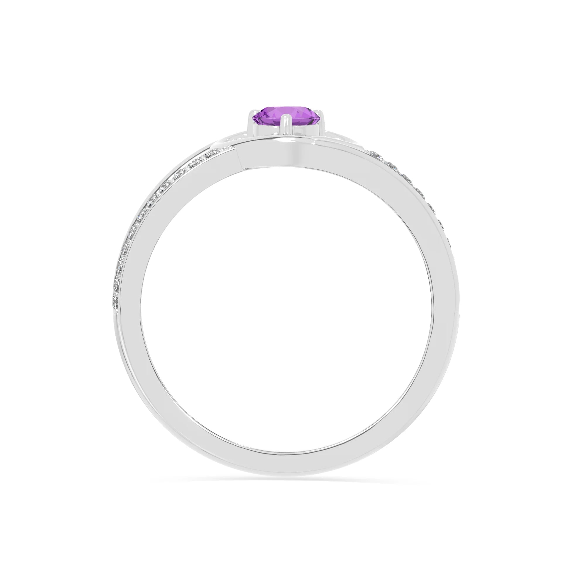 natural amethyst heart promise rings in sterling silver 