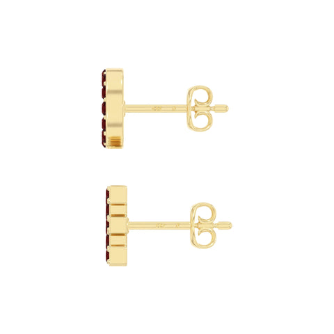 natural garnet love stud earrings in yellow gold vermeil 
