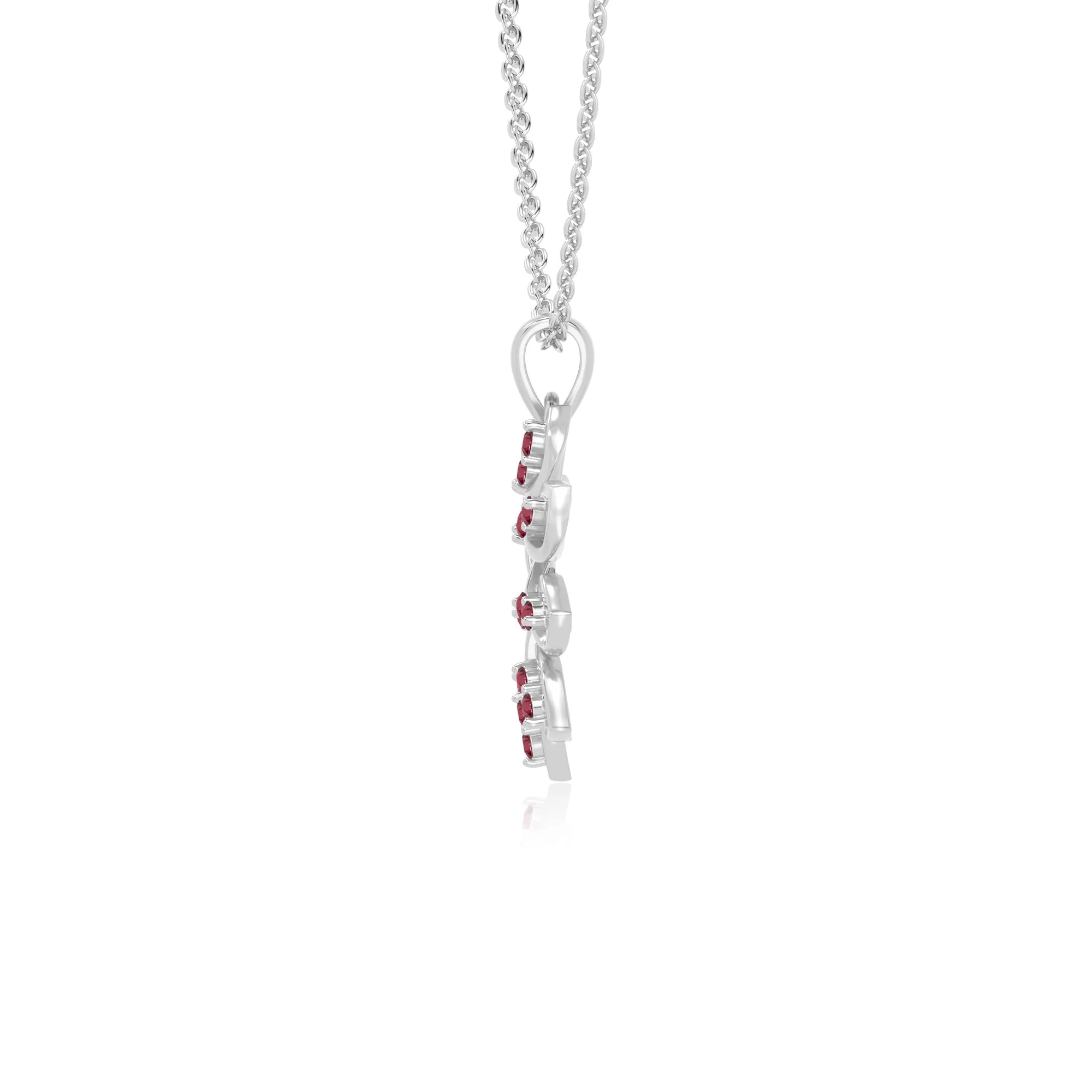 natural ruby flower necklaces in sterling silver 