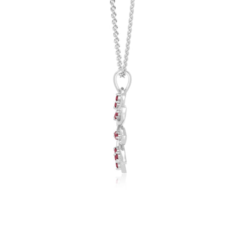 natural ruby flower necklaces in sterling silver 