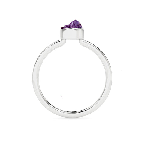 charoite rough shape stackable bezel-set ring