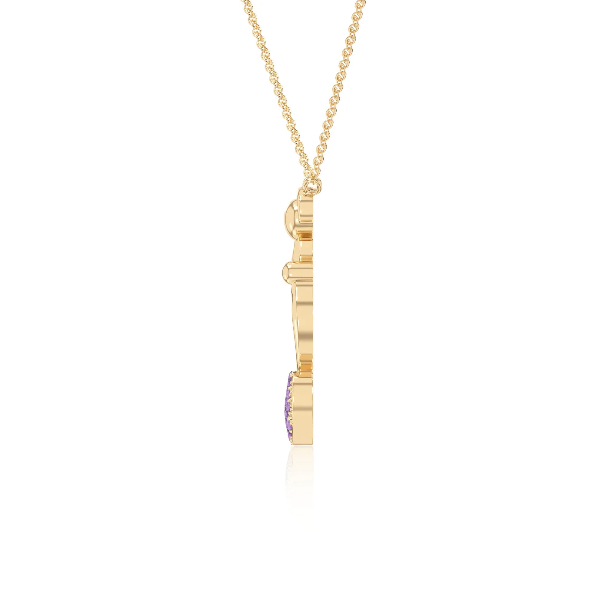 natural amethyst mother child heart necklaces in yellow gold vermeil 