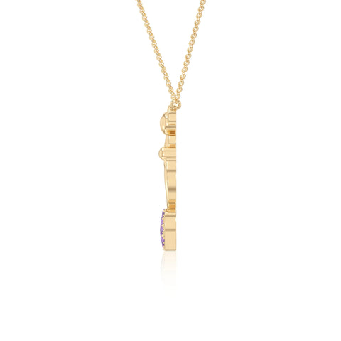 natural amethyst mother child heart necklaces in yellow gold vermeil 