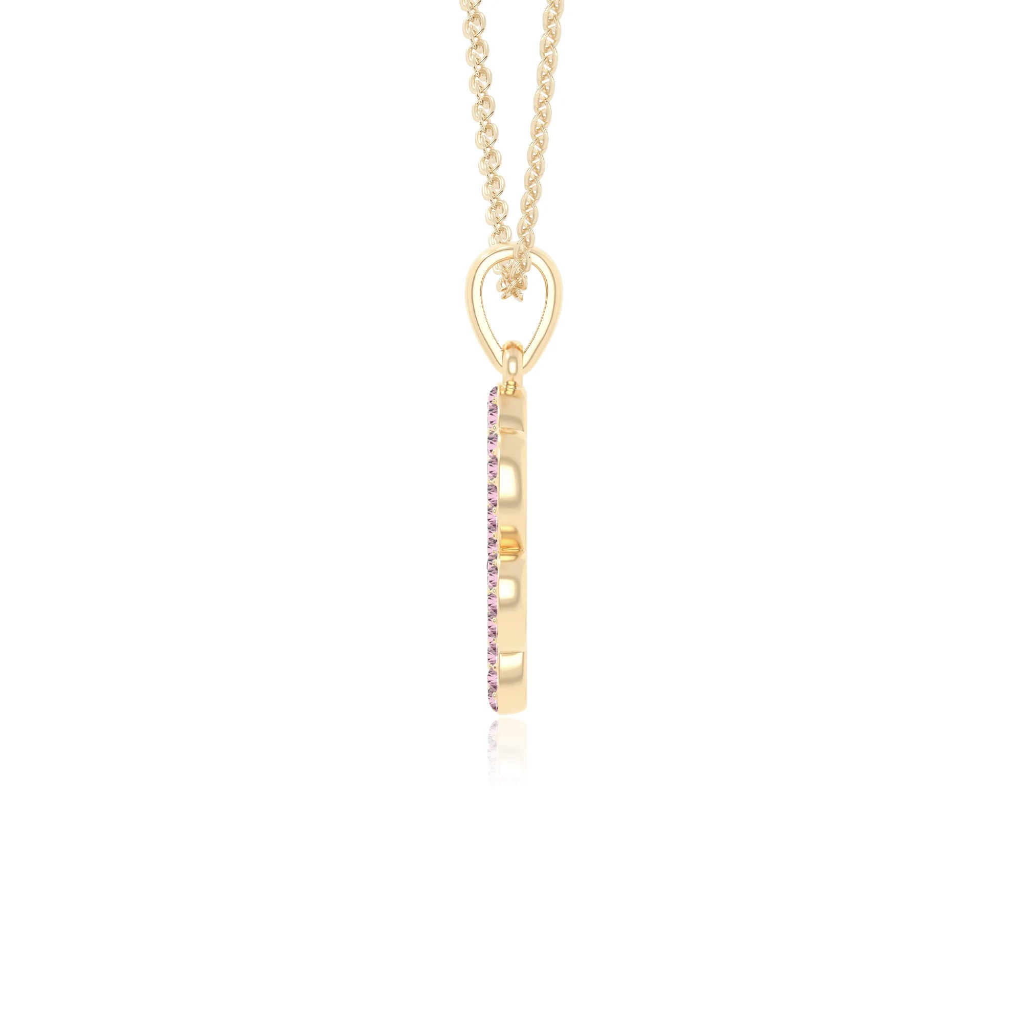 natural pink tourmaline dog paw knot necklaces in yellow gold vermeil 