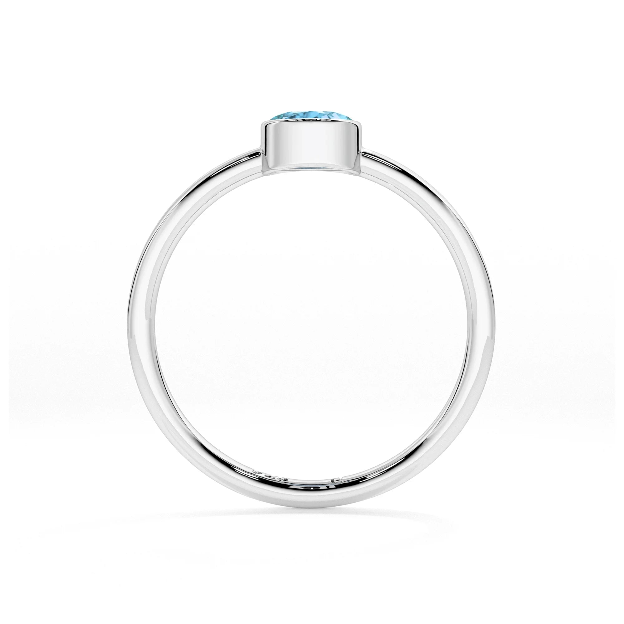 swiss blue topaz round cut stackable bezel-set ring