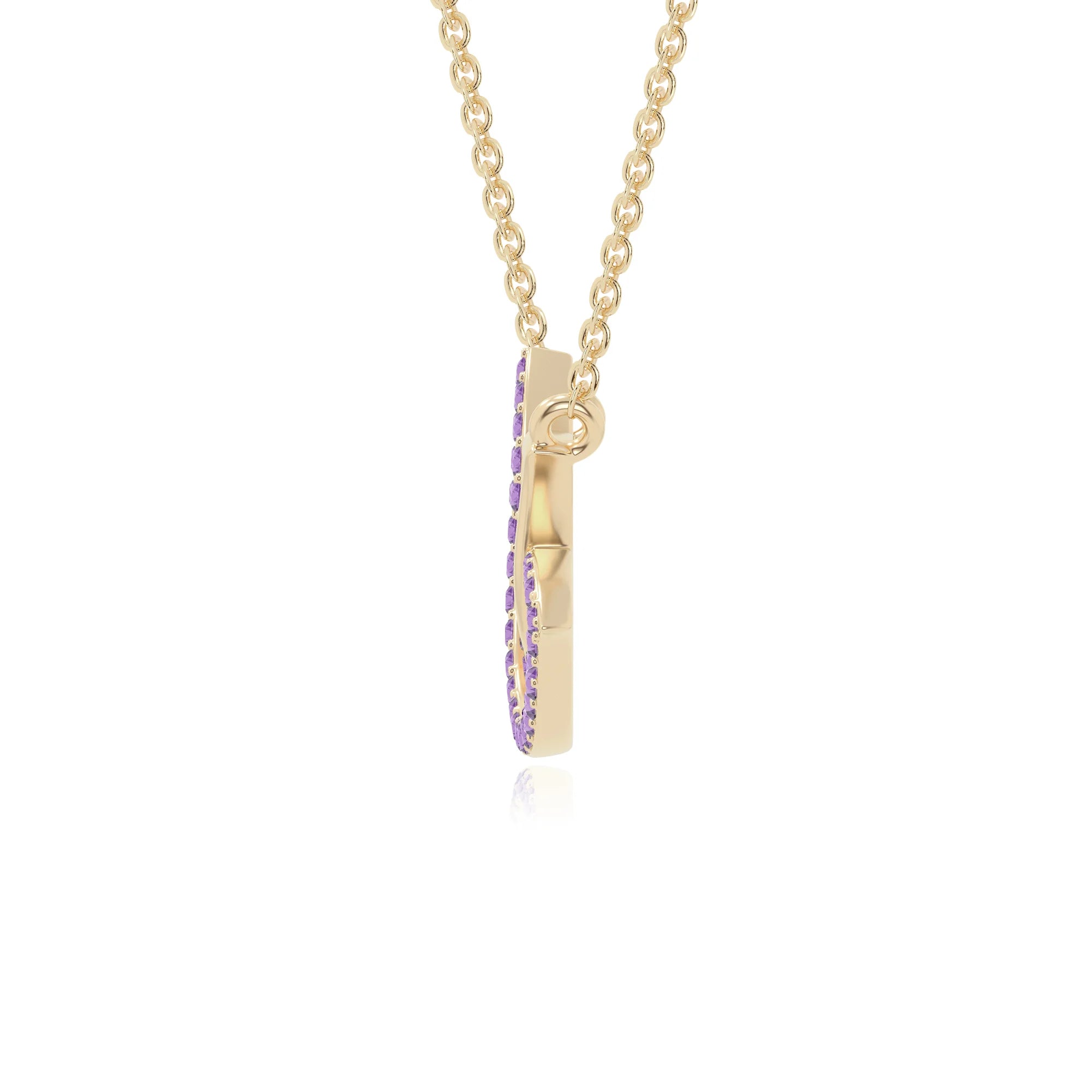natural amethyst lotus flower necklaces in yellow gold vermeil 