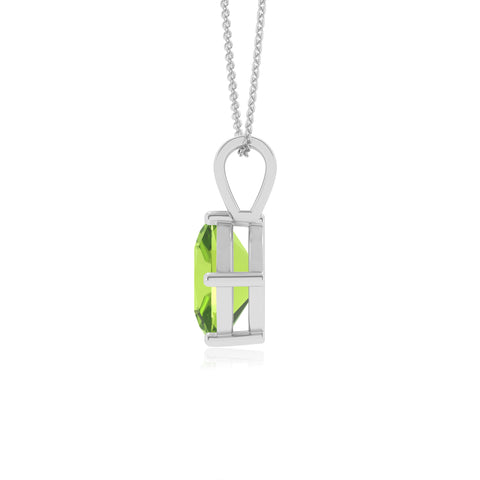 natural peridot cushion shape solitaire v-bale pendant necklace