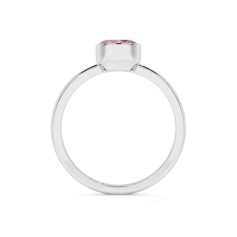 pink tourmaline round cut stackable bezel-set ring