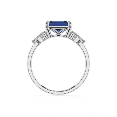 lab-grown blue-sapphire emerald solitaire engagement ring