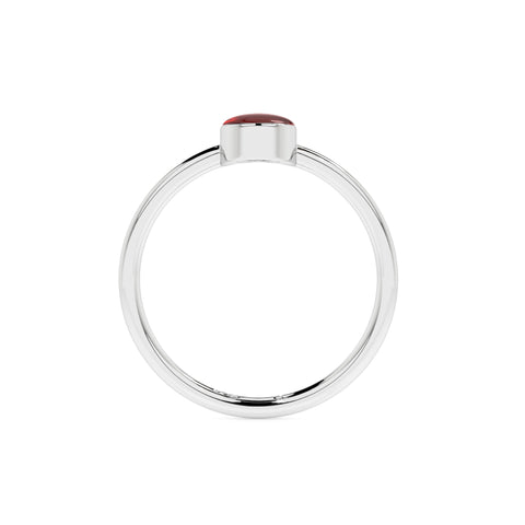 red garnet oval cab stackable bezel-set ring