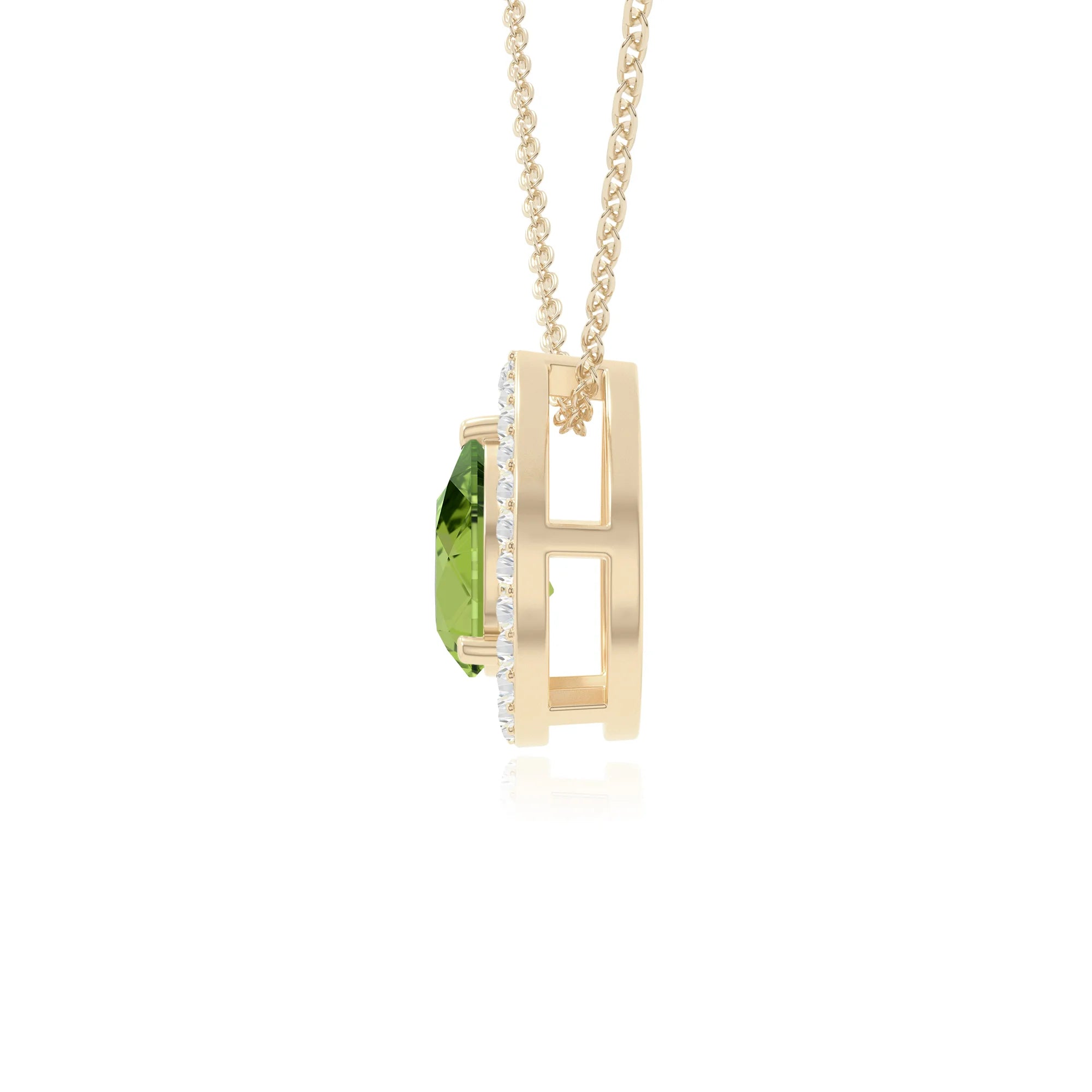 peridot solitaire halo necklaces in yellow gold vermeil 