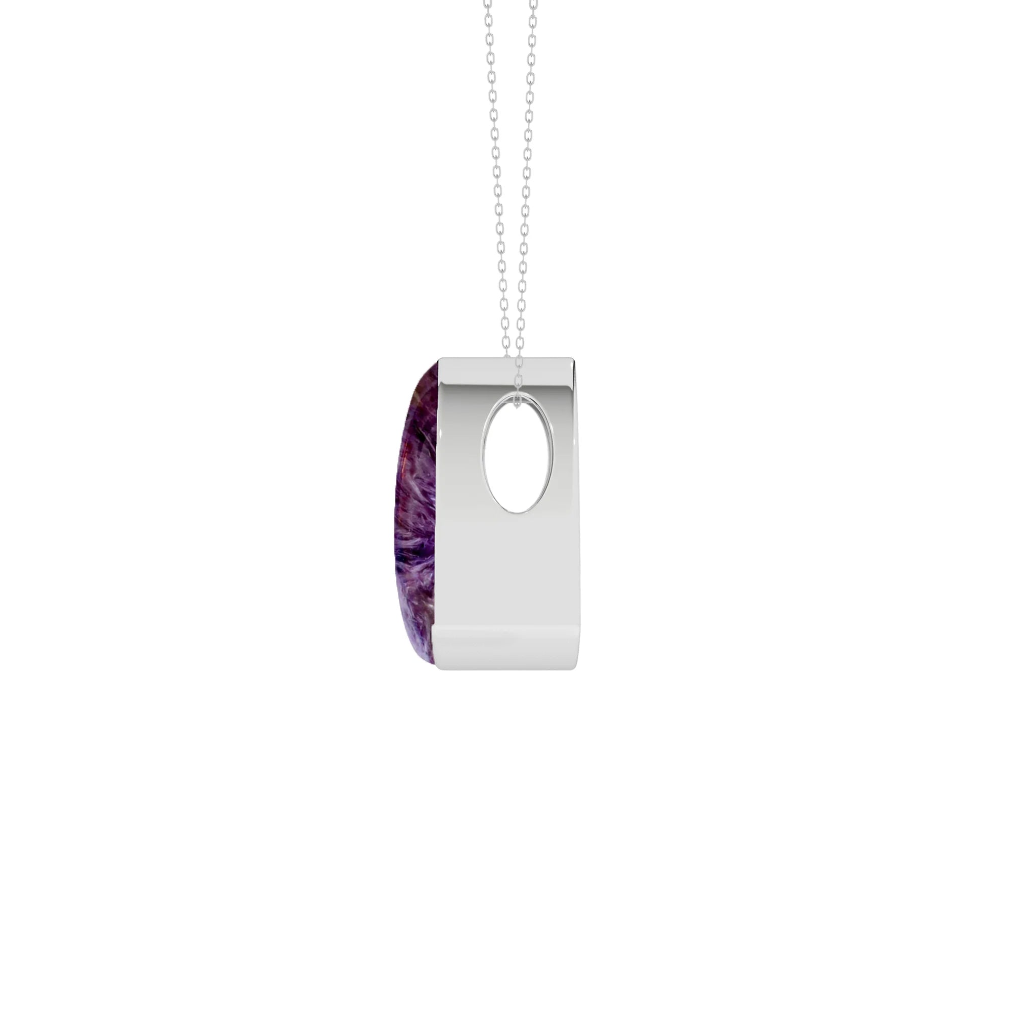 natural charoite trillion shape pendant necklace