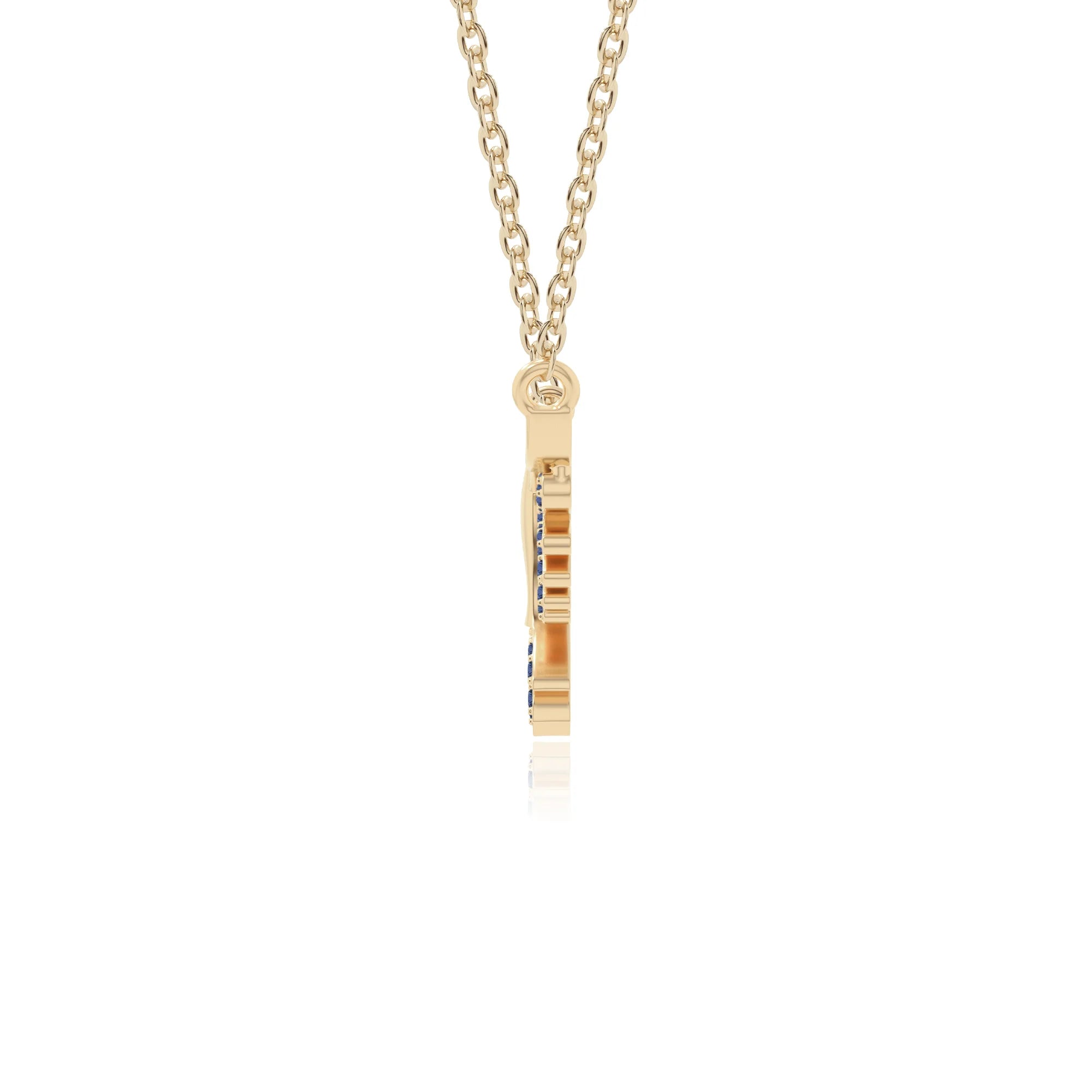 natural blue-sapphire phoenix eagle necklaces in yellow gold vermeil 