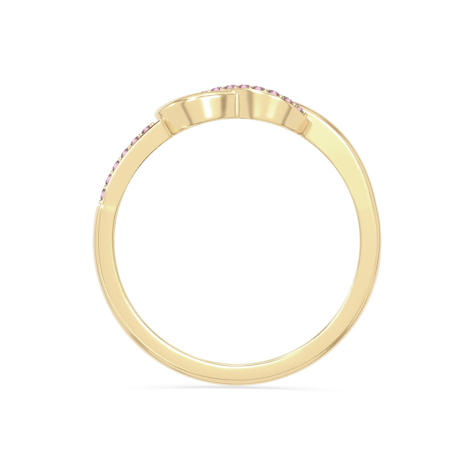 natural pink tourmaline infinity knot promise rings in yellow gold vermeil