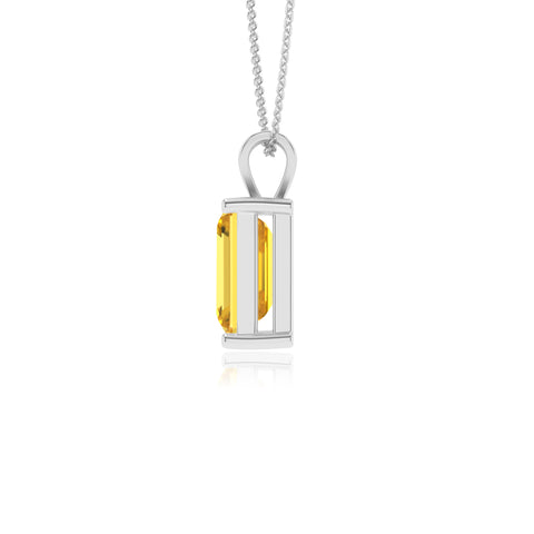 lab grown yellow sapphire emerald-cut shape solitaire v-bale pendant necklace