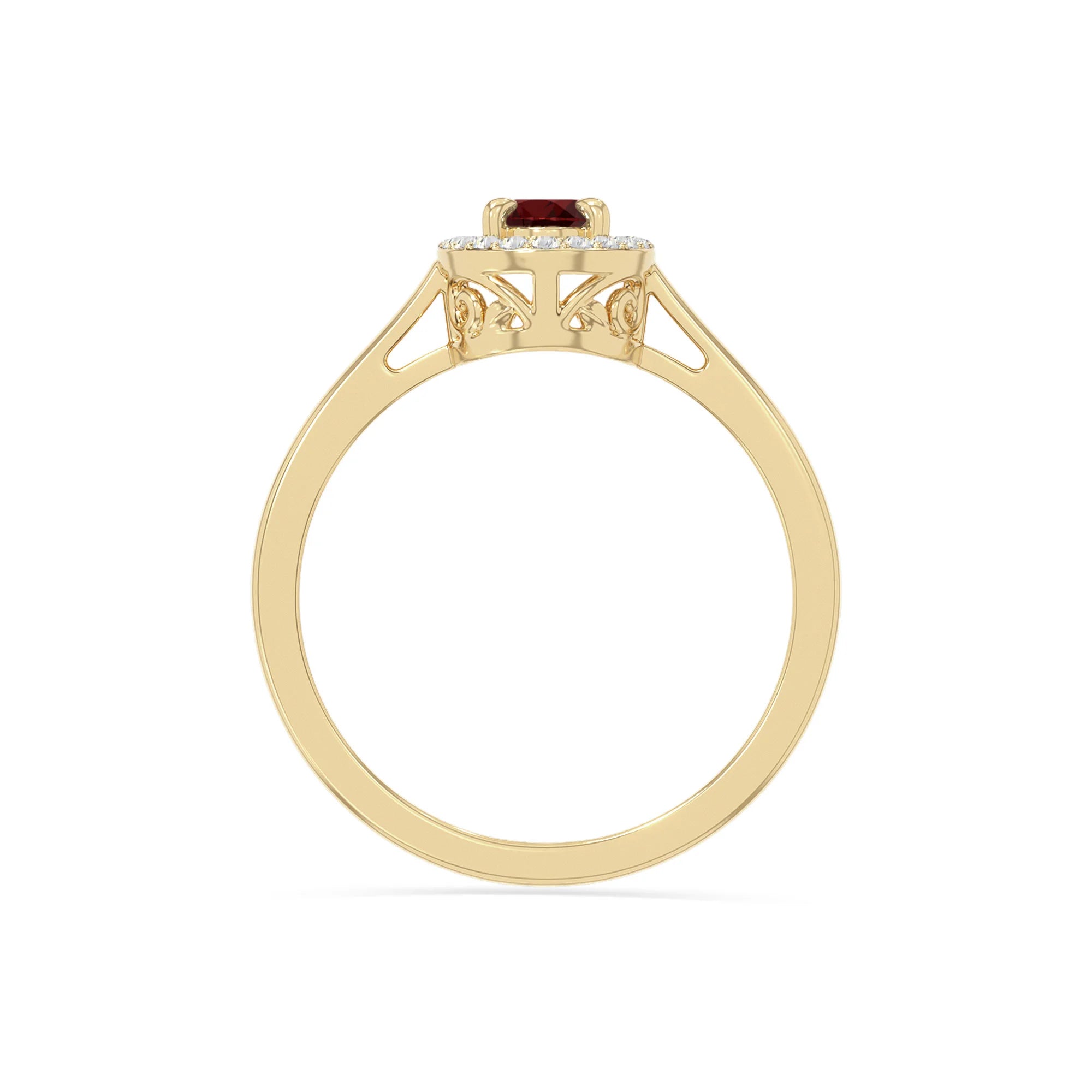 natural garnet solitaire halo engagement rings in yellow gold vermeil