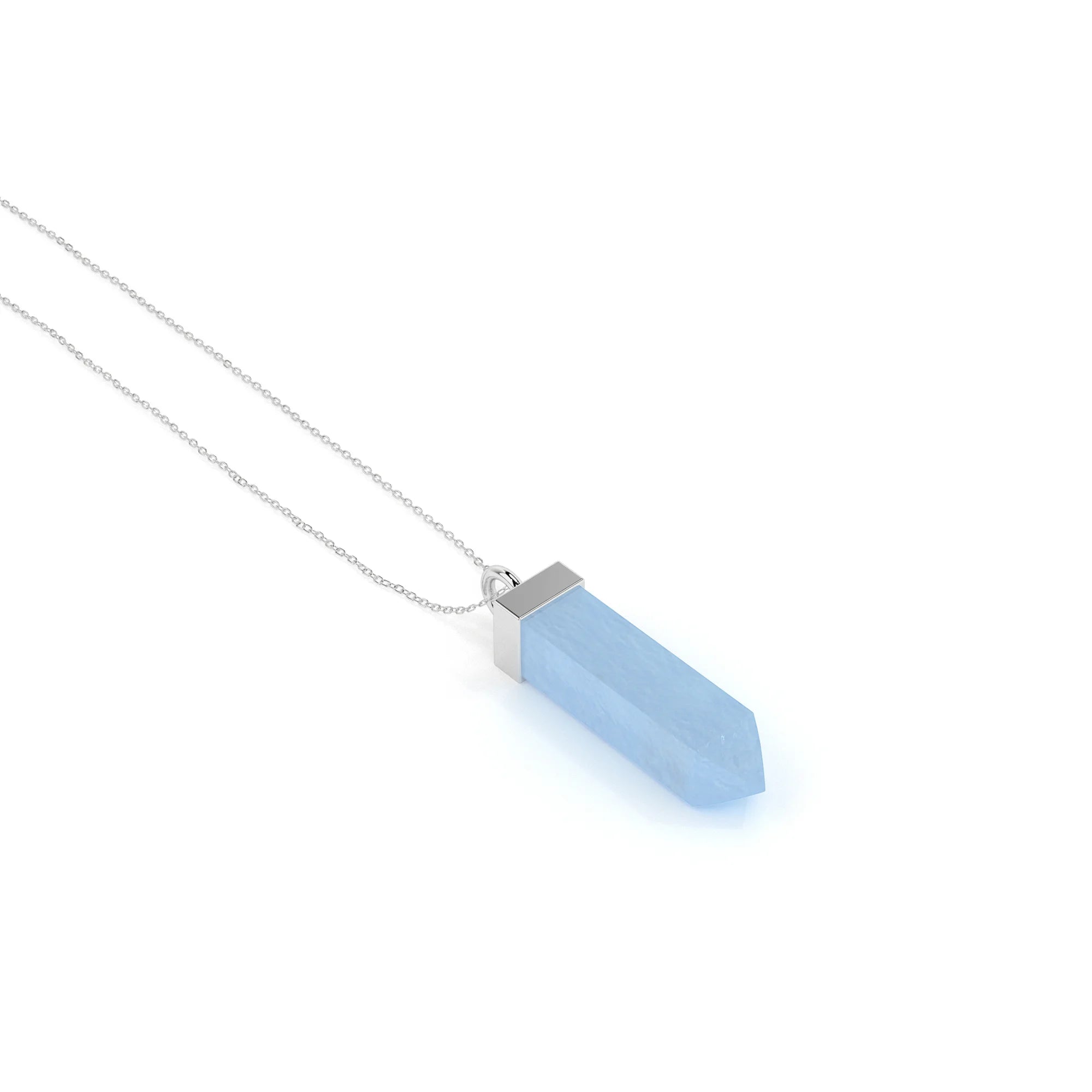 natural aquamarine pentagon shape pendant necklace