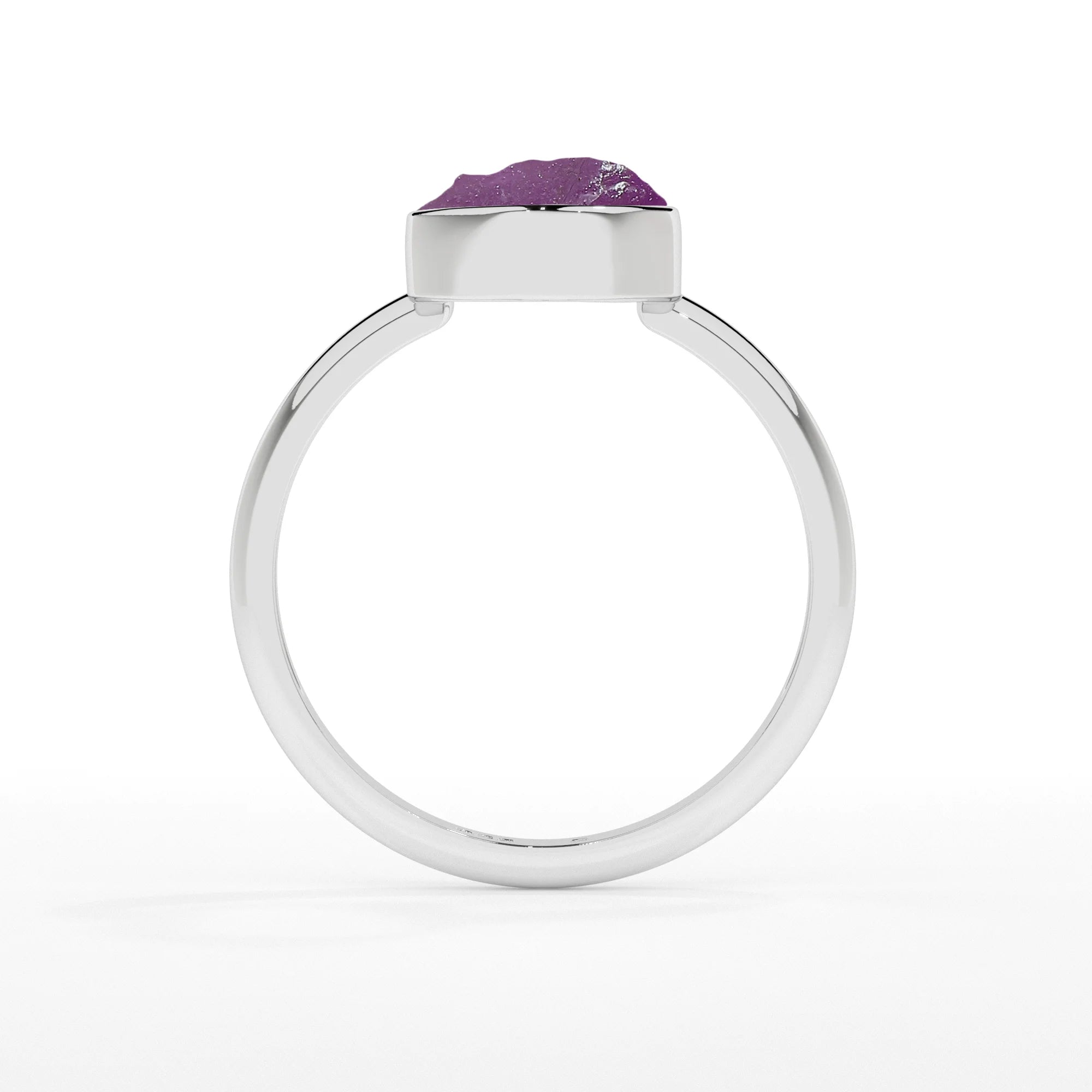amethyst rough shape stackable bezel-set ring